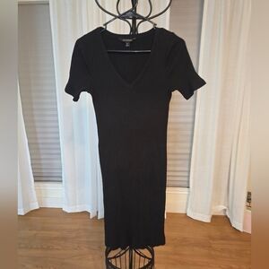 Banana Republic Black Ribbed Midi Dress